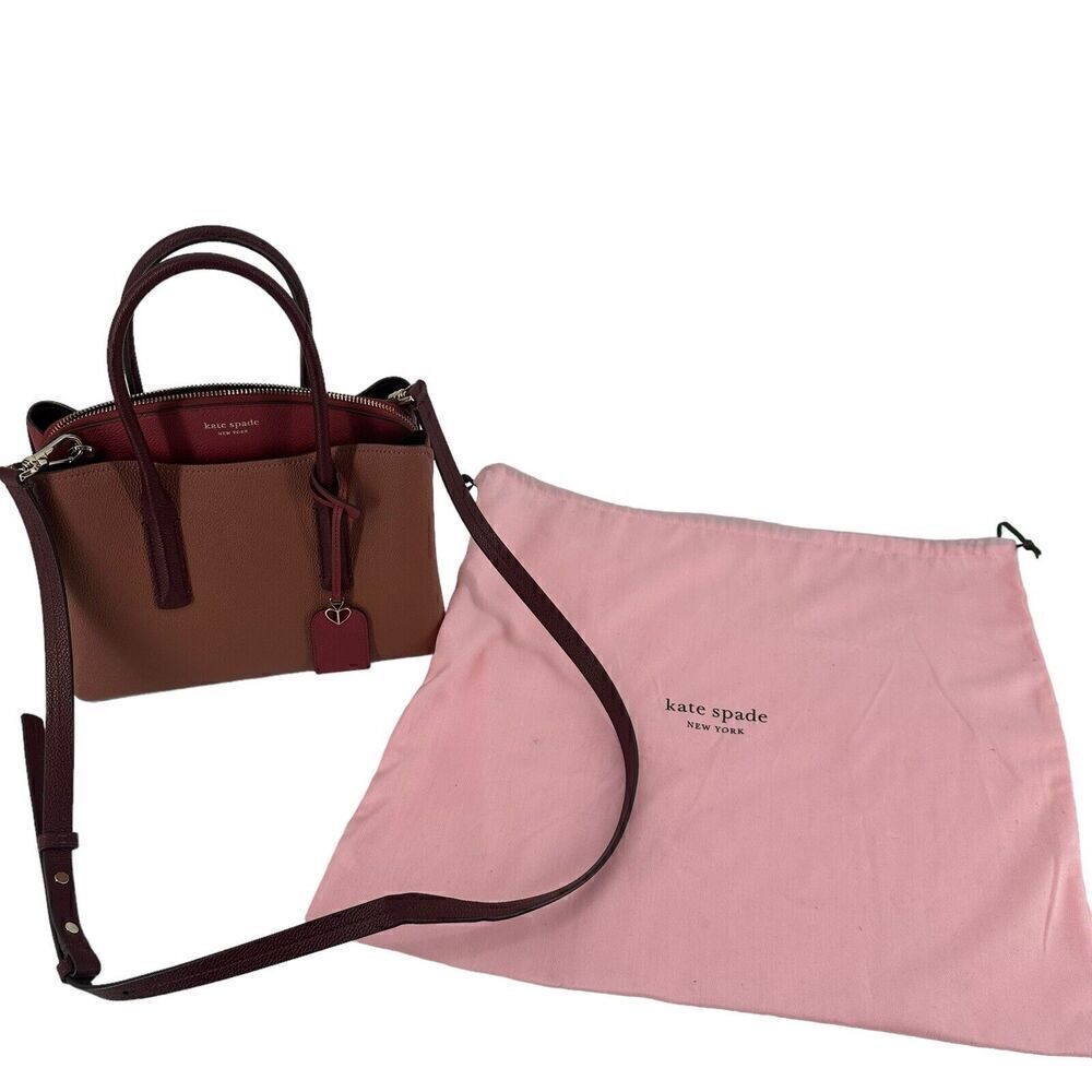 Kate Spade Margaux Medium Satchel Handbag Top Handle Crossbody Rose & Red Purse